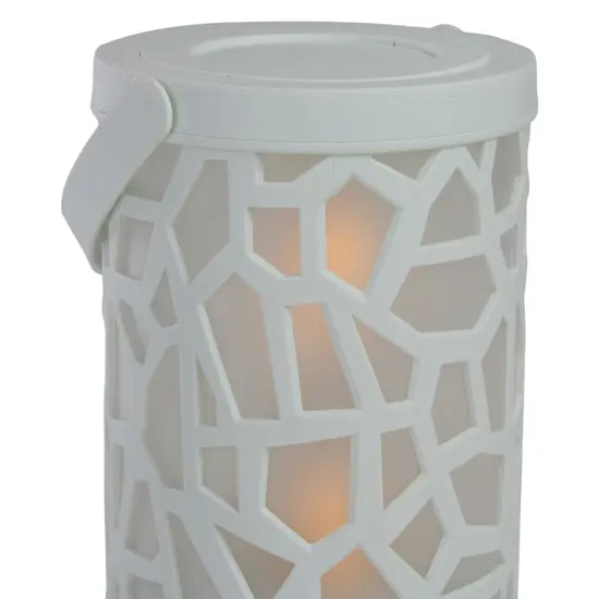 Northlight LED Lighted Faux Flame Mosaic Lantern with Handle - 6.5" - White {6}