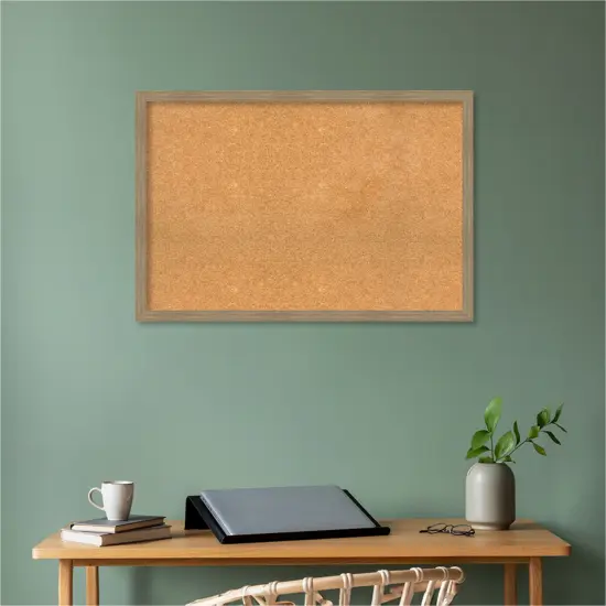 Woodgrain Stripe Wood Framed Corkboard, Natural Cork Mocha {5}