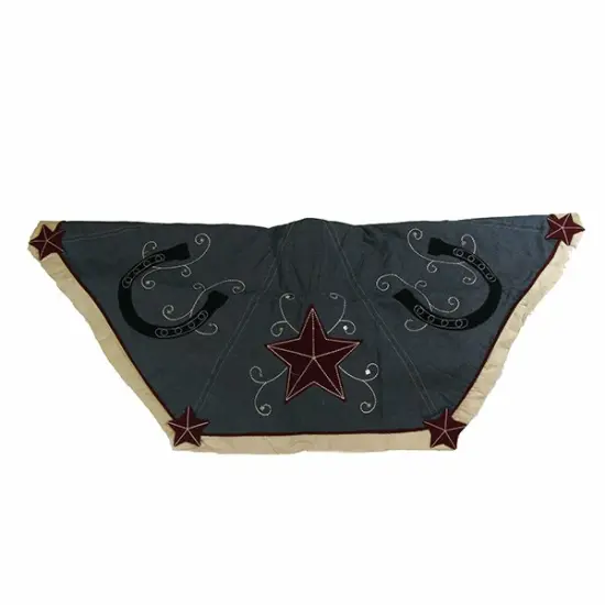 Sterling 48" Blue and Black Christmas Tree Skirt with Embroidered Stars and Horseshoes {1}