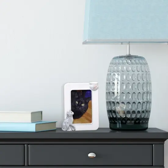 Roman Cat with Fish Bowl Porcelain Picture Frame - for 4" x 6" Photo White {3}