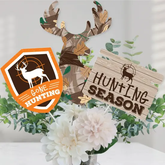 Big Dot of Happiness Gone Hunting - Deer Hunting Camo Baby Shower or Birthday Party Centerpiece Sticks - Table Toppers - Set of 15 {1}