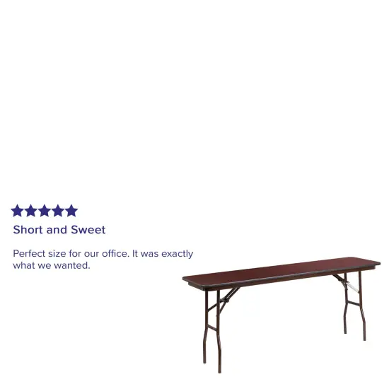 Emma and Oliver 6-Foot Mahogany Melamine Laminate Folding Training Table {4}