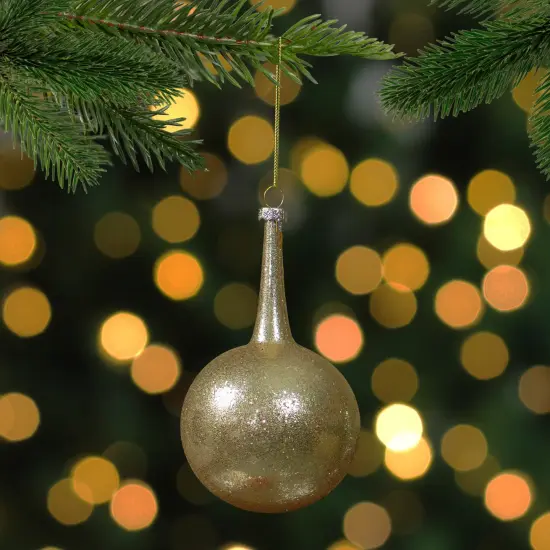 Northlight 5.5" Gold Glitter Teardrop Ball Glass Christmas Ornament {3}
