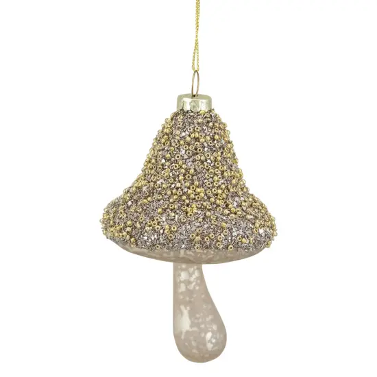 Northlight Mushroom Glass Christmas Ornament - 4.75" - Champagne GoldFinish {5}