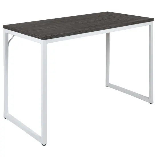 Merrick Lane Berlin 47 Inch Computer Desk with Open Metal Frame RusticGray/White {1}