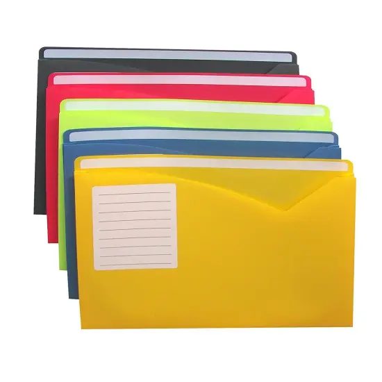 Write-On Poly File Jackets, Assorted Colors, 11" x 8-1/2", 10 Per Pack, 2 Packs {2}