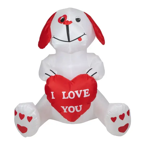 Northlight LED Lighted Inflatable Valentine's Day Doggie Outdoor Decoration - 4' Red {1}