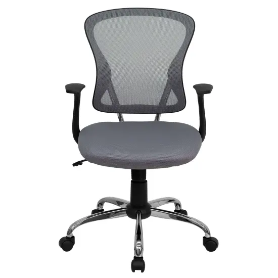 Emma and Oliver Mid-Back Mesh Swivel Task Office Chair with Chrome Base and Arms Yellow {8}
