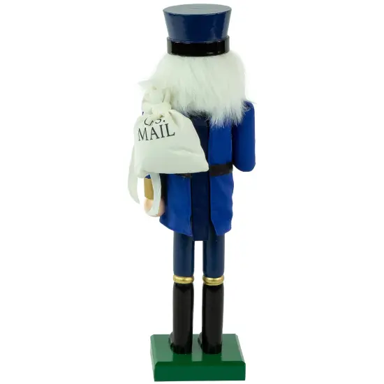 Northlight 14" Blue and Gold Wooden Mail Carrier Christmas Nutcracker {6}