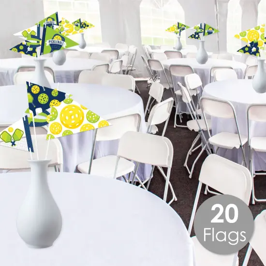 Big Dot of Happiness Let's Rally - Pickleball - Triangle Birthday or Retirement Party Photo Props - Pennant Flag Centerpieces - Set of 20 {3}