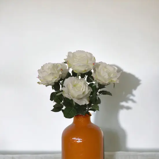 6-Pack: Cream Rose Bush with 7 Silk Flowers & Foliage, Floral Home by Artificial Flowers {3}