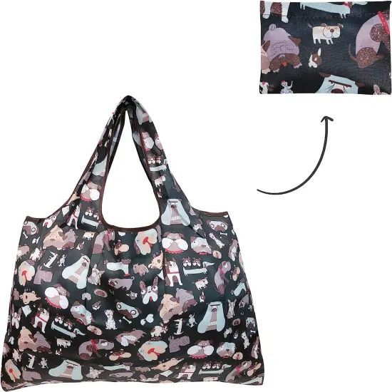 Wrapables Large Foldable Tote Nylon Reusable Grocery Bags, 6 Pack Animals Oh My! {5}