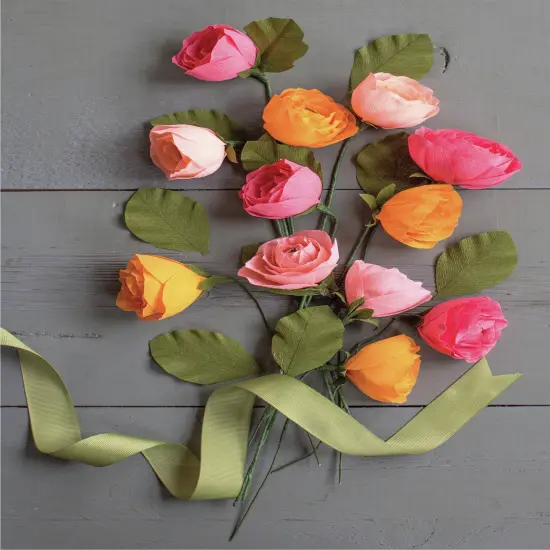 Lia Griffith Crepe Paper Flower Kit-Ranunculus {2}