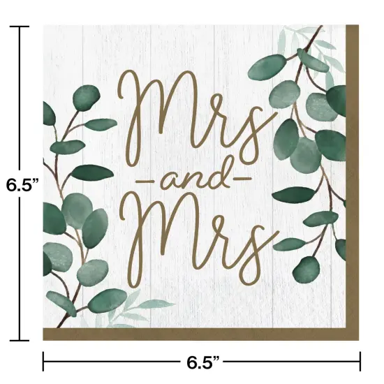 Party Central 2 Ply Eucalyptus Mrs and Mrs Disposable Luncheon Napkin - 6.5" - Club Pack of 192 Green {3}