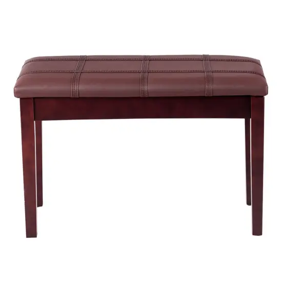 Solid Wood PU Leather Piano Double Duet Keyboard Bench Brown {6}