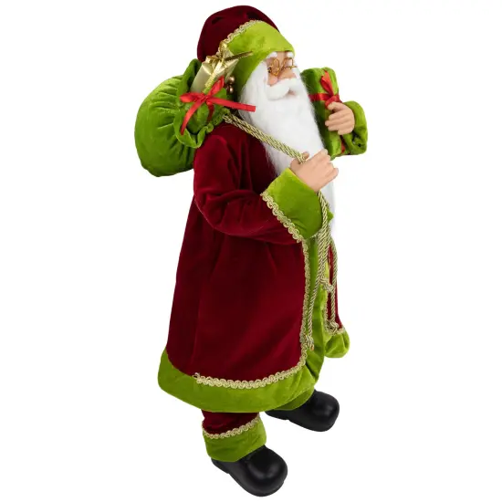 Northlight 24" Red and Green Santa with Present and Gift Bag Christmas Figure {5}