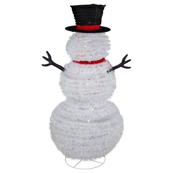 Northlight 4' Lighted Pop-Up Snowman Outdoor Christmas Decoration White {5}