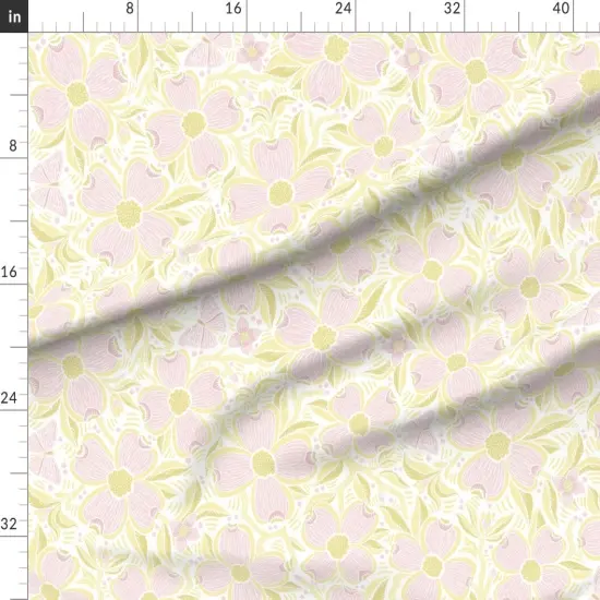 Various Fabrics by the Yard or Fat Quarter Dogwood Bouquet Spring Butterfly Pastel Pink Yellow Feminine Cheerful Playful Delicate Romantic Custom Printed Fabric by Spoonflower {1}