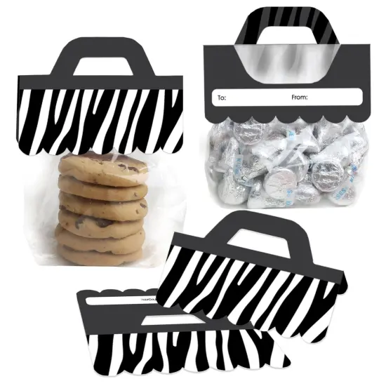 Big Dot of Happiness Zebra Print - DIY Safari Party Clear Goodie Favor Bag Labels - Candy Bags with Toppers - Set of 24 {1}