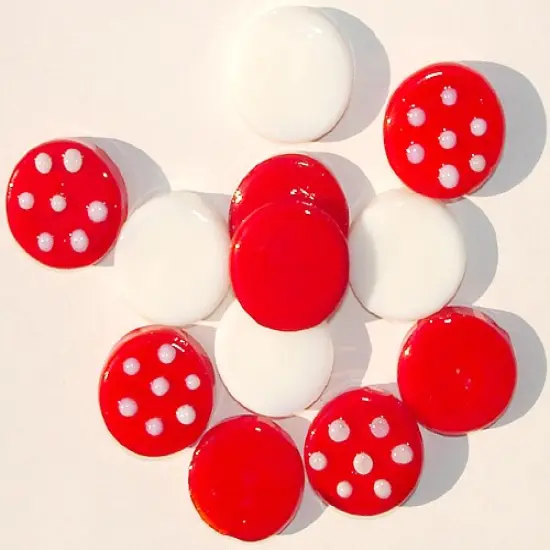 Roman Club Pack Of 72 Red & White Confetti Glass Decorating Pebbles {1}