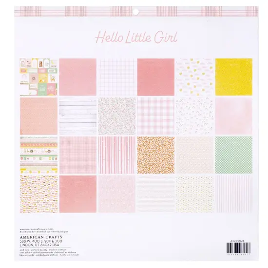American Crafts Double-Sided Paper Pad 12"X12" 24/Pkg-Gold Foil, Hello Little Girl {2}