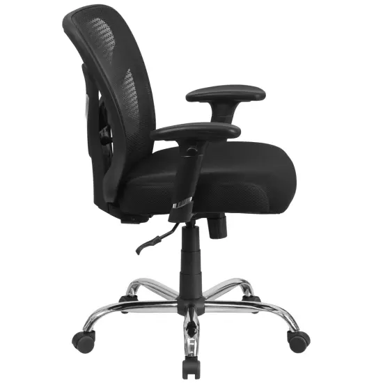 Emma and Oliver Big & Tall 400 lb. Rated Mesh Swivel Ergonomic Task Office Chair with Height Adjustable Back and Arms Black {5}