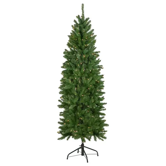 Northlight 7.5' Pre-Lit Pencil White River Fir Artificial Christmas Tree - Clear Lights Green {1}