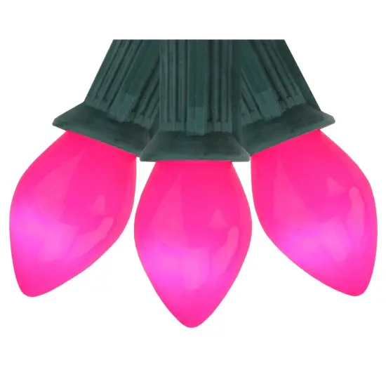 Northlight Opaque C7 Christmas String Lights - Fuscia Pink - 24' Green Wire - 25ct {3}