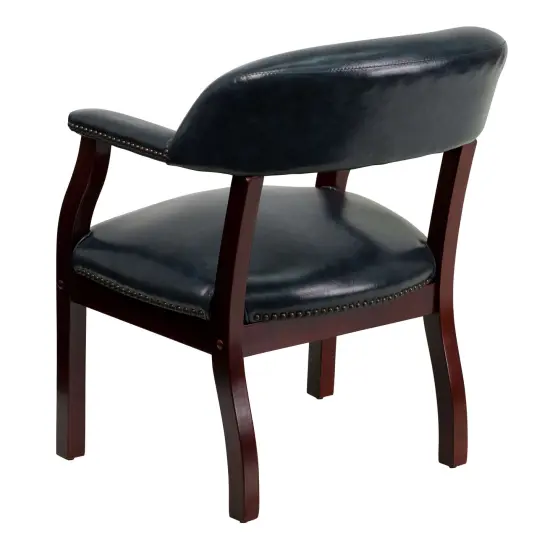 Emma and Oliver Conference Chair with Accent Nail Trim Navy Vinyl {4}