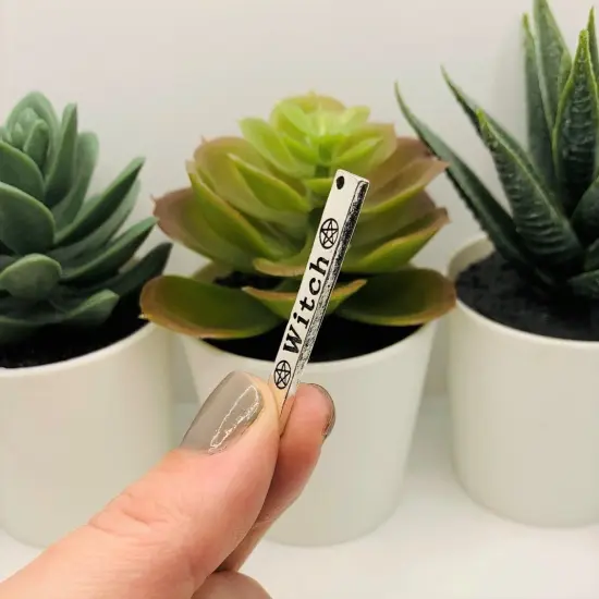 4 or 20 Pieces: Silver Witch Wiccan Bar Connector Charms {5}