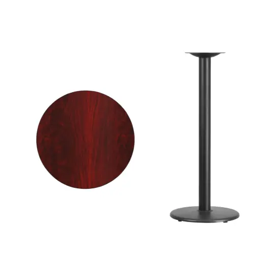 Emma and Oliver 24" Round Laminate Table Top with 18" Round Bar Height Table Base Natural {6}