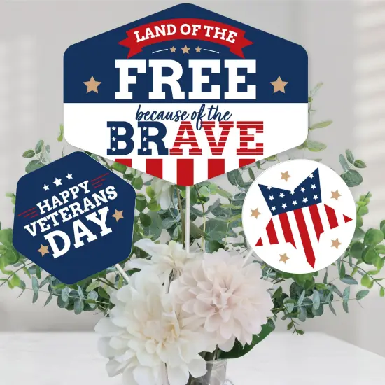 Big Dot of Happiness Happy Veterans Day - Patriotic Centerpiece Sticks - Table Toppers - Set of 15 {1}