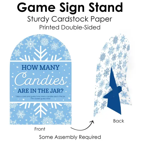 Big Dot of Happiness Blue Snowflakes - How Many Candies Winter Holiday Party Game - 1 Stand and 40 Cards - Candy Guessing Game {6}