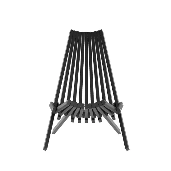Merrick Lane Dubois Indoor/Outdoor Solid Acacia Wood Low Profile Lounge Folding Chair for Use with Backyard, Patio, Sunroom, Porch, Garden Black {3}
