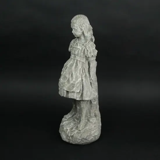 Alice in Wonderland Light Gray Finish Solid Cement Statue 19.5 Inches High {6}