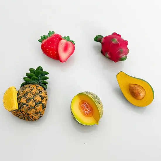 Wrapables 3D Resin Fridge Magnets, Food Simulation, Succulents, Famous Faces Refrigerator Magnets for Kitchen (Set of 5) Fruits {2}