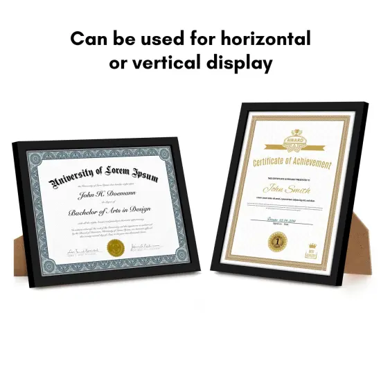 Americanflat 8.5x11 Thin Border Diploma Flame - Showcases Certificates and Diplomas - Document Picture Frame - Shatter Resistant Glass - Hanging Hardware and Easel for Table Display - Black {4}
