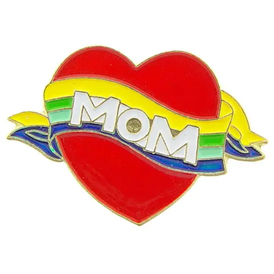 Mom Heart & Ribbon Pin 1" {1}