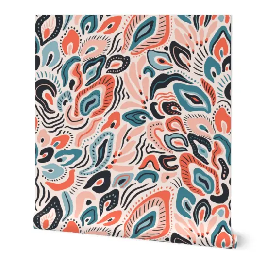 Peel & Stick Wallpaper 2FT Wide Animal Print Abstract Insect Butterflies Wing Custom Removable Wallpaper by Spoonflower {7}