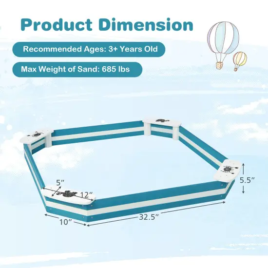 Costway Outdoor Wooden Sandbox with Animal Patterns Seats Backyard Bottomless Sandpit {4}
