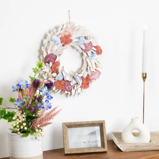 Northlight Artificial Seashells Wooden Wreath - 13" - White {3}