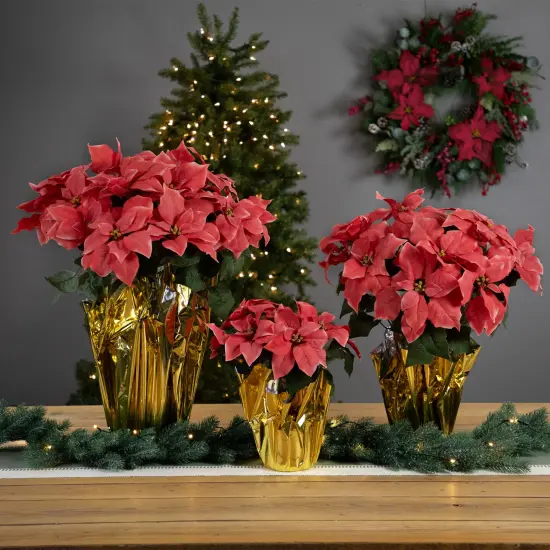 Northlight Artificial Christmas Poinsettia with Wrapped Base - 28" - Pink {4}