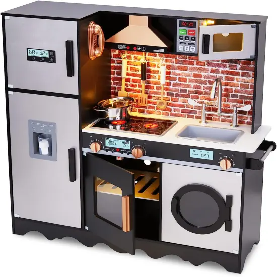 Lil’ Jumbl kitchen set for kids Interactive Play Kitchen Pretend Wooden Play Kitchen {1}