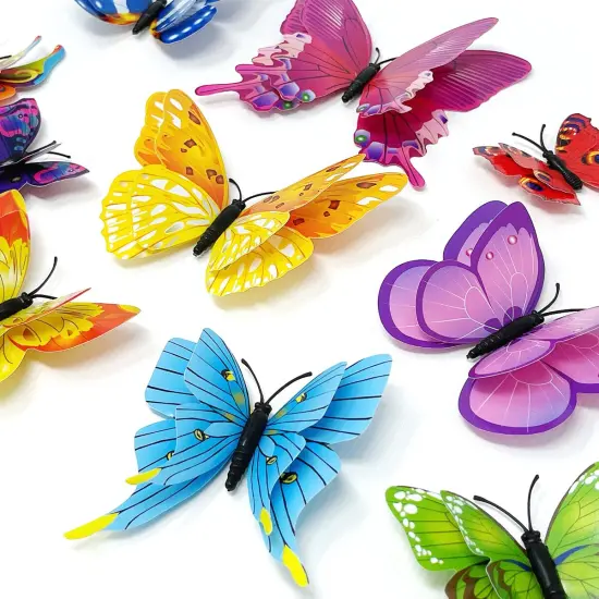 Wrapables 3D Double Wings Butterfly Decorative Wall Decor Stickers, Decals for Bedroom (24 pcs) Multi-Color {2}
