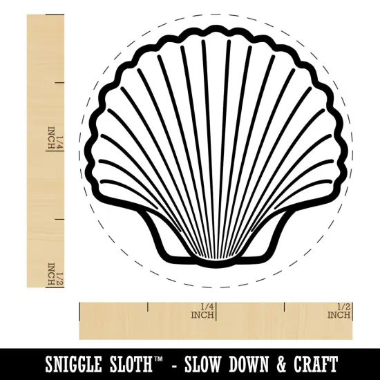 Scallop Seashell Beach Shell Self-Inking Rubber Stamp for Stamping Crafting Planners Orange {1}