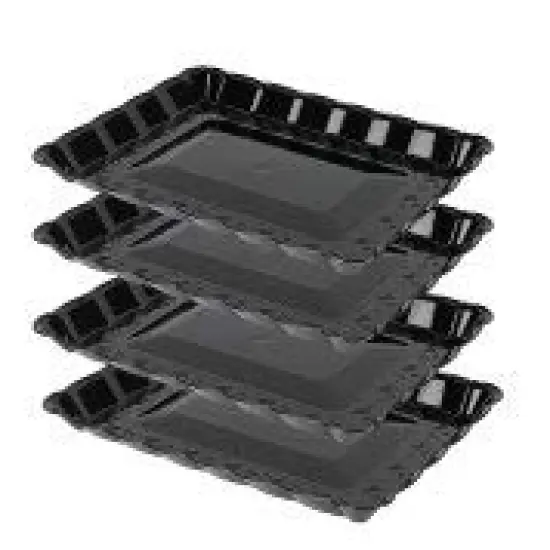 Plastic Serving Trays - Serving Platters Rectangle 9X13 Disposable Party Dish (4, Black) {2}