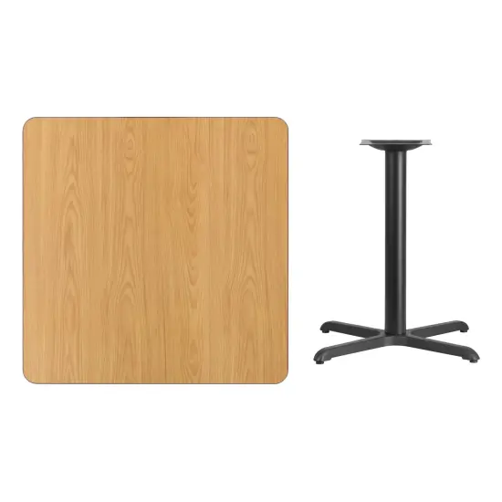 Emma and Oliver 36" Square Laminate Table Top with 30"x30" Table Height Base Black {8}