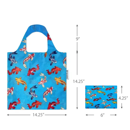Wrapables Allybag Foldable & Lightweight Reusable Grocery Bag, Grab & Go Koi Fish {2}