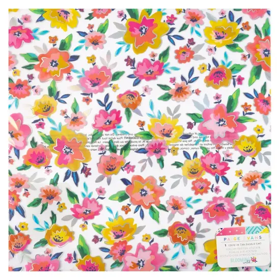 Paige Evans Blooming Wild Specialty Paper 12"X12"-Acetate W/Holographic Foil Accents {1}