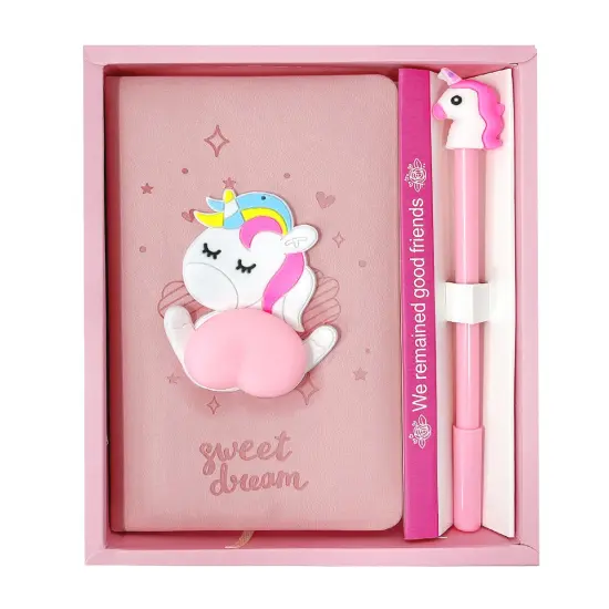 Wrapables Cute Notebook Gel Pen Set, Diary Journal Gift Set Unicorn Butt {1}